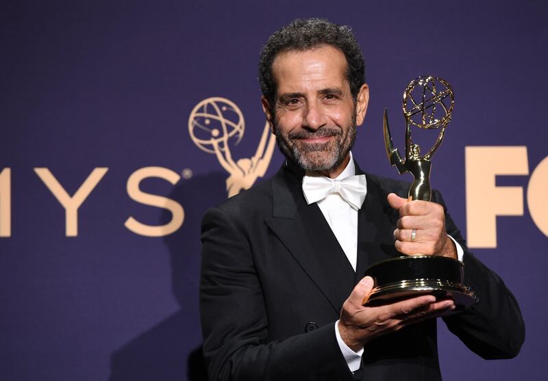 Outstanding Supporting Actor In A Comedy Series Tony Shalhoub poses with his award during the 71st Emmy Awards at the Microsoft Theatre in Los Angeles on September 22, 2019. He won for 'The Marvelous Mrs. Maisel'. AFP