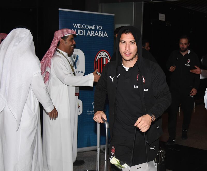 José Agustin Mauri of AC Milan arrives at Jeddah King Abdulaziz International Airport. Getty Images