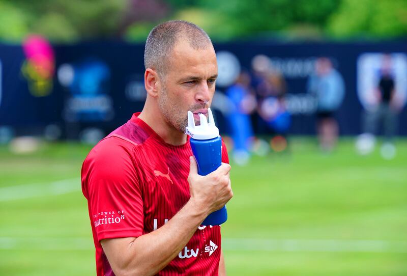 Joe Cole during a training session ahead of Soccer Aid at Champneys Tring. PA