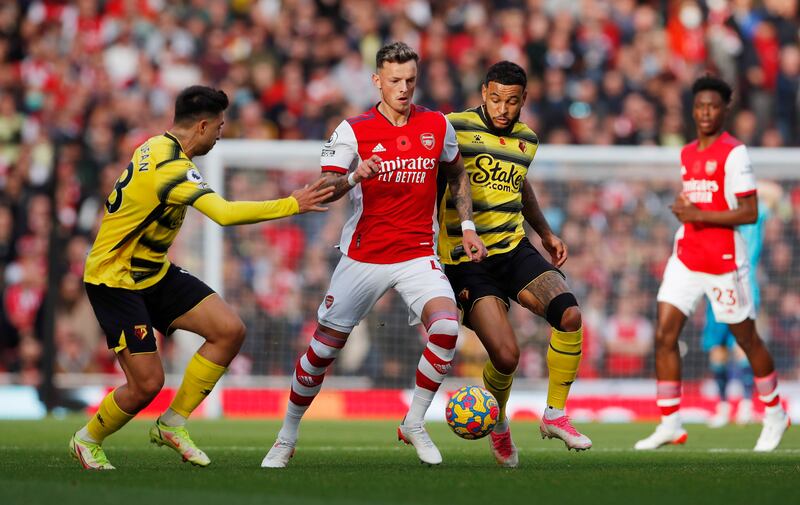 Centre-back: Ben White (Arsenal) – Looked assured and impressive as Arsenal secured another clean sheet in beating Watford. He played a part in the goal, too. Reuters