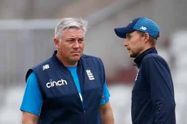 Cricket - England Nets - Emirates Old Trafford, Manchester, Britain- September 9, 2021 England's Joe Root and head coach Chris Silverwood during nets Action Images via Reuters / Jason Cairnduff