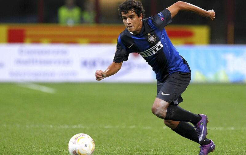 Liverpool completed their protracted pursuit of Brazilian midfielder Philippe Coutinho from Inter Milan, eventually landing the 20-year-old for Â£8.5m.  Pic: Getty