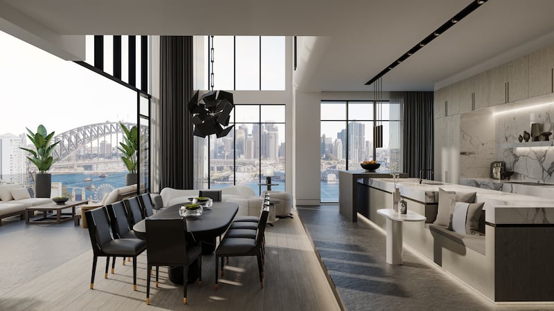 The dining area in a residential project in Australia, by Kelly Hoppen