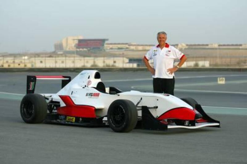Barry Hope, director of racing for GulfSport, poses with a FG1000 single-seat race car. 

Courtesy of Performance PR