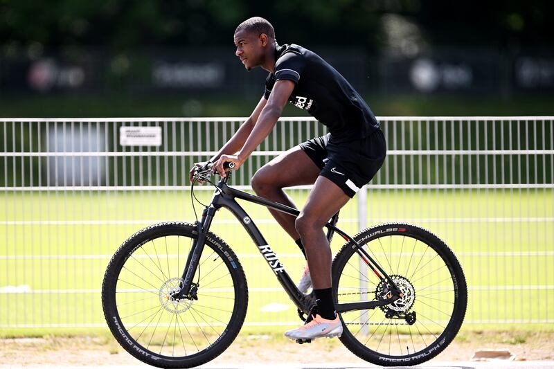 Evan Ndicka of Eintracht Frankfurt arrives for training. Getty