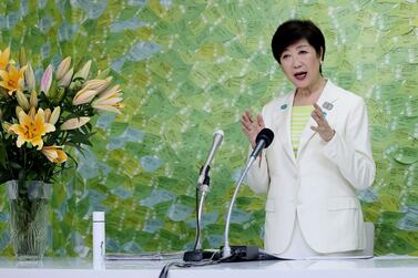 Tokyo governor Yuriko Koike in Tokyo on July 5. Ms Koike, elected the leader of one of the world's most populous cities, immediately vowed to step up the fight against a recent coronavirus resurgence. AFP