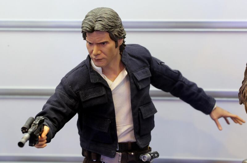 Dubai, United Arab Emirates - May 26, 2019: Photo Project. Han Solo from Star wars figurine. Comicave is the WorldÕs largest pop culture superstore involved in the retail and distribution of high-end collectibles, pop-culture merchandise, apparels, novelty items, and likes. Thursday the 30th of May 2019. Dubai Outlet Mall, Dubai. Chris Whiteoak / The National