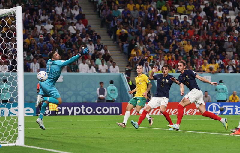 France's Adrien Rabiot scores their first goal. Reuters