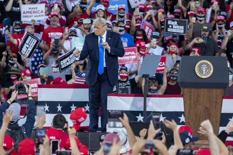 With 16 days to go before the November election, President Trump is back on the campaign trail with multiple daily events as he continues to campaign against Democratic presidential nominee Joe Biden. AFP