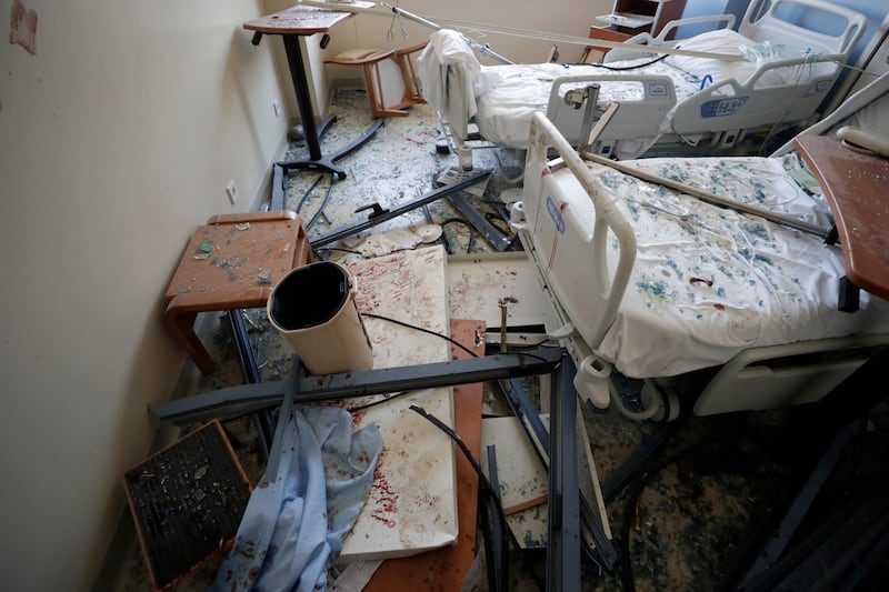 A damaged hospital is seen after a massive explosion in Beirut. AP Photo