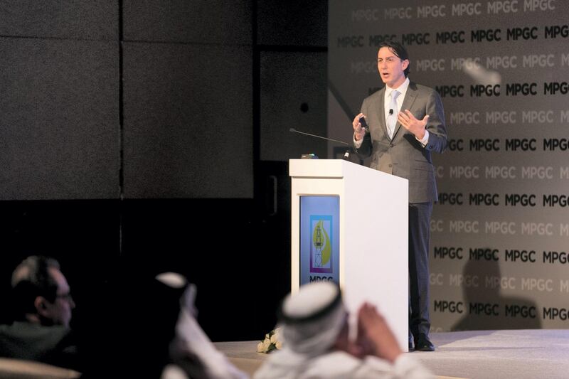 DUBAI, UNITED ARAB EMIRATES - April 9 2019.

Amos J Hochstein, Senior Vice President Marketing, Tellurian Inc, at the "LNG Trading" panel at the Middle East Petroleum & Gas conference.

(Photo by Reem Mohammed/The National)

Reporter: 
Section: 