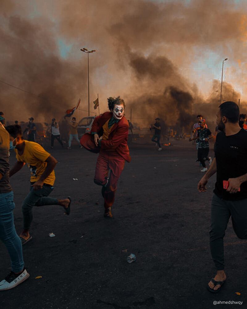 From the silver screen to Baghdad's streets: Joker joins protesters against government corruption 