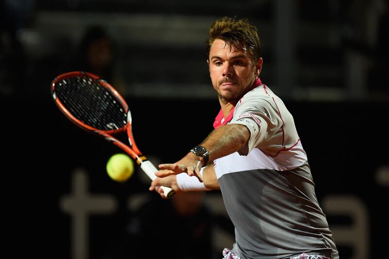 ROME, ITALY - MAY 15:  Stan Wawrinka of Switzerland in action during his Quarter Final match with Rafael Nadal of Spain on Day Six of The Internazionali BNL d'Italia 2015 at the Foro Italico on May 15, 2015 in Rome, Italy.  (Photo by Mike Hewitt/Getty Images)