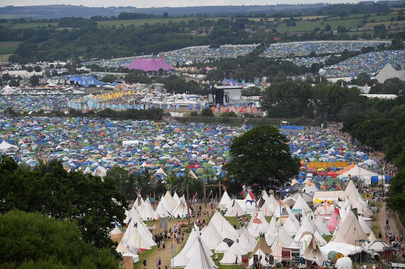 Thousands of tents are set up across the fields. AFP