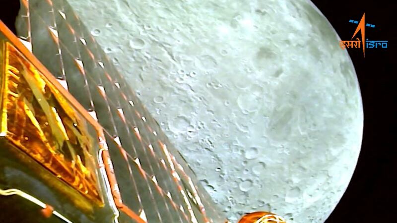 An image of the Moon captured by India's Chandrayaan-3 lunar spacecraft during a lunar orbit insertion on August 5, 2023. Photo: Isro / Reuters 