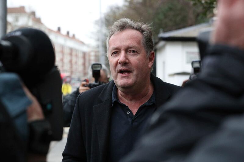 British television host Piers Morgan speaks to reporters outside his home in Kensington, central London, Wednesday March 10, 2021. Morgan quit the â€œGood Morning Britainâ€ program on Tuesday after making controversial comments about the Duchess of Sussex. The U.K.â€™s media watchdog said earlier Tuesday it was launching an investigation into the show under its harm and offense rules after receiving more than 41,000 complaints about Morganâ€™s comments on Meghan. (Jonathan Brady/PA via AP)