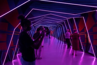 Australian migrants tell their 'welcome stories' through visual installations at the pavilion. Antonie Robertson / The National
