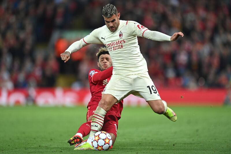Theo Hernandez - 6. The French left back tried manfully to neutralise the threat of Alexander-Arnold and Salah. When given the chance to get forward he was able to worry Liverpool. Getty Images