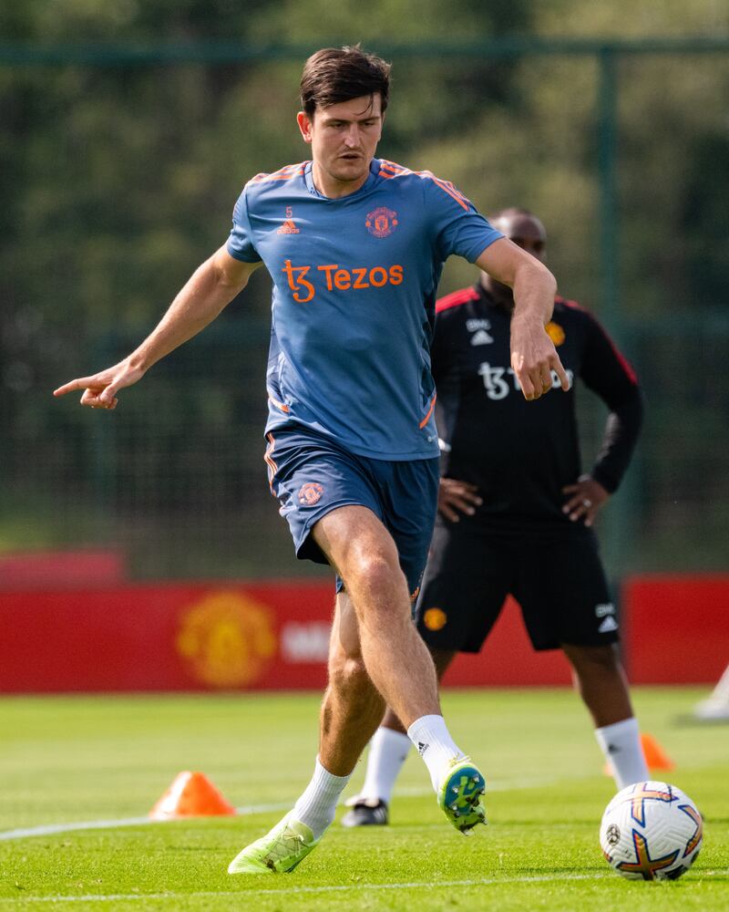 Harry Maguire at Carrington Training Ground in Manchester. Getty