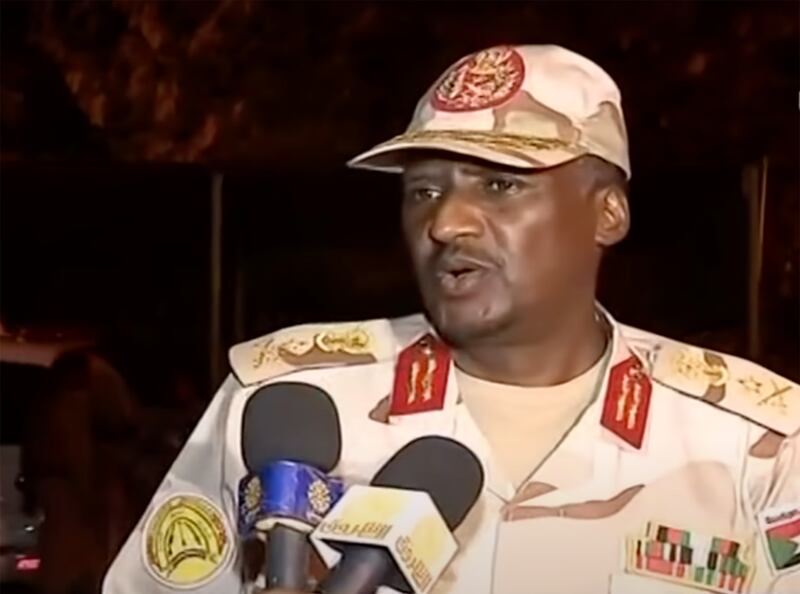 Abdelrahim Hamdan Dagalo is the first official on either side to be sanctioned by the US since the start of the war. Photo: @sudaneseonline / YouTube