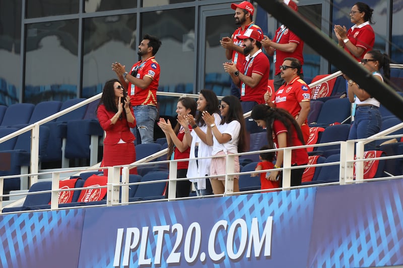 Preity Zinta, co-owner of the Punjab Kings, witnessed her team's win over Chennai Super Kings at the Dubai International Stadium. Sportzpics for IPL