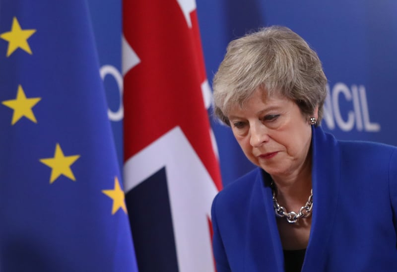 Ms May after attending a special session of the European Council over Brexit in November 2018 in Brussels, Belgium. The 27 remaining member states of the European Union met and approved the United Kingdom's withdrawal agreement for leaving the EU