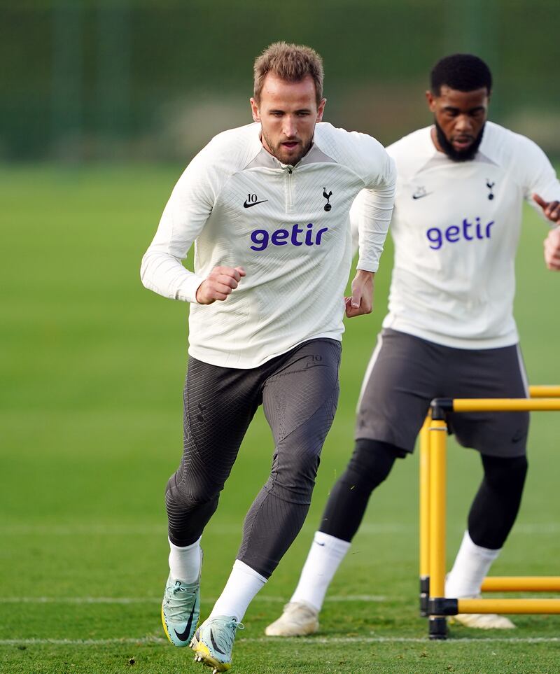 Tottenham's Harry Kane during training. PA