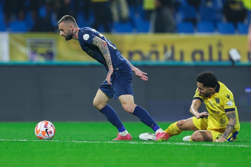 Marcelo Brozovic shrugs off a challenge during the Saudi Pro League match. Getty Images
