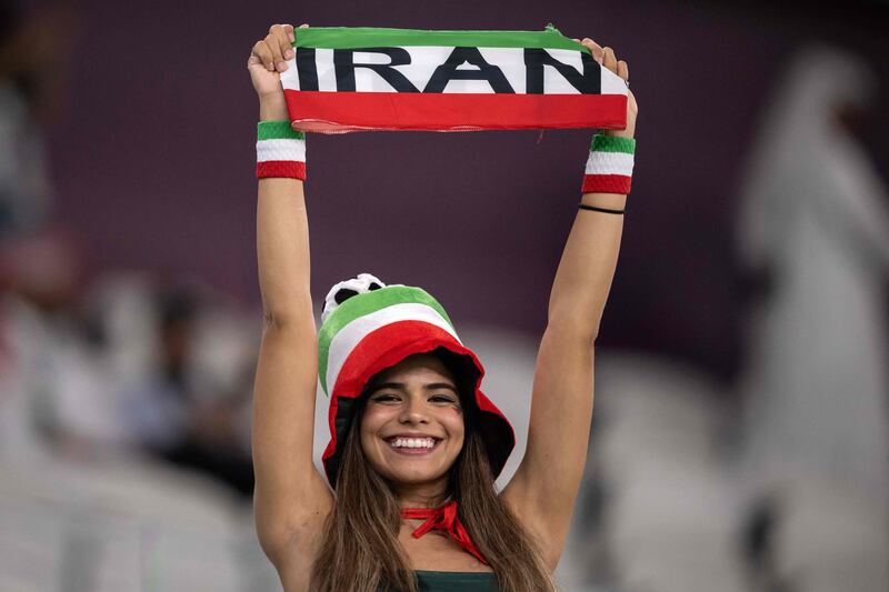An Iran fan at her country's Qatar 2022 World Cup Group B match against USA at Al Thumama Stadium in Doha. AFP