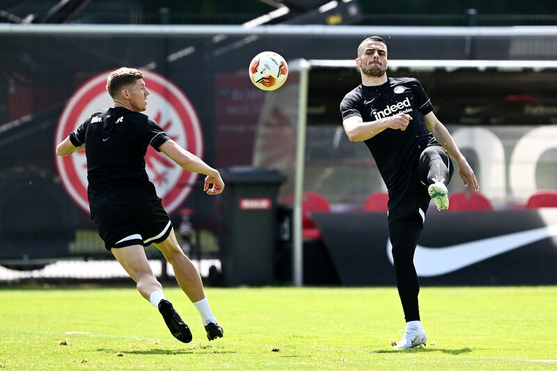 Filip Kostic of Eintracht Frankfurt controls the ball during training. Getty
