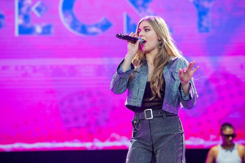 US singer Becky Hill performs at Redfest DXB. Courtesy Arabian Radio Network