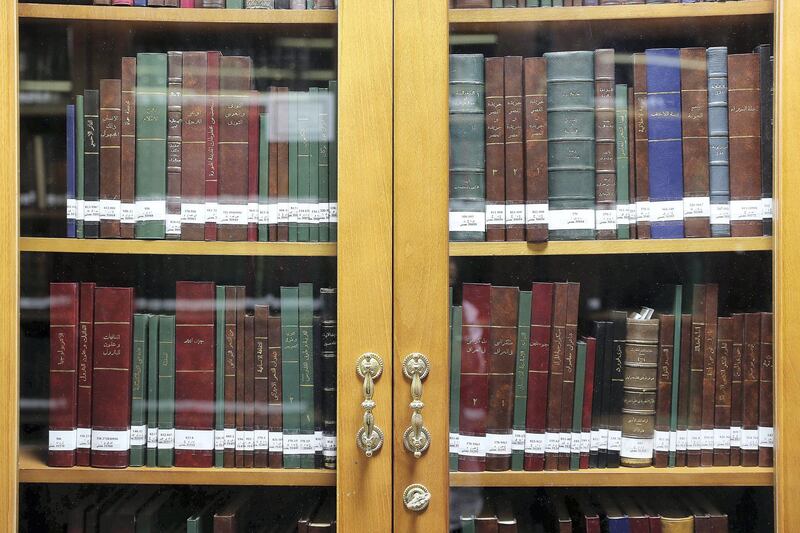 DUBAI , UNITED ARAB EMIRATES , FEB 20  – 2018 :- Different types of books on display at the library at the Juma Al Majid Centre for Culture and Heritage in Dubai. ( Pawan Singh / The National ) For Arts & Life. Story by Melissa Gronlund