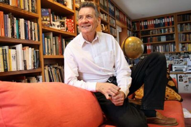 Michael Palin at home in north London. With his globe-trotting days behind him, he says, he is content to put his feet up and enjoy his grandchildren – though he is looking forward to his March visit to Dubai.