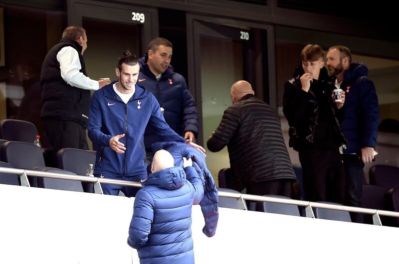 Tottenham Hotspur's Gareth Bale watches the match from the stands. PA