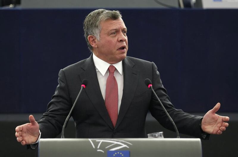 Jordan's King Abdullah addresses the European Parliament in Strasbourg on March 10, 2015. Vincent Kessler / Reuters