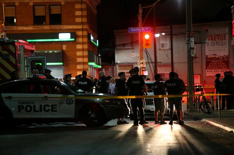 Police are seen near the scene of a mass shooting in Toronto. Reuters