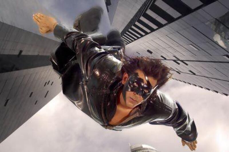 Hrithik Roshan in a scene from the superhero movie Krrish. Courtesy Film Kraft Productions