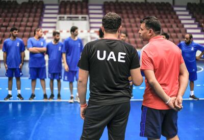 Abu Dhabi, United Arab Emirates, February 28, 2019.  -- Special Olympics training at Al Ain.   UAE Team Volleyball practice session.
Victor Besa/The National
Section:  NA
Reporter:  Shireena Al Nowais