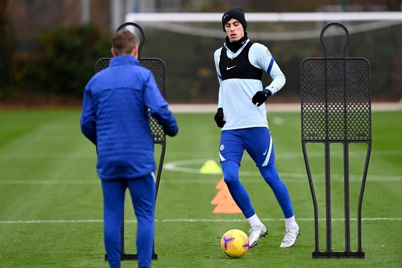 COBHAM, ENGLAND - NOVEMBER 19: Kai Havertz of Chelsea during a individual training session at Chelsea Training Ground on November 19, 2020 in Cobham, United Kingdom. (Photo by Darren Walsh/Chelsea FC via Getty Images)