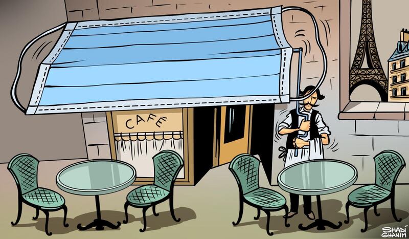 Our cartoonist's take on France easing lockdown rules as cafe culture returns