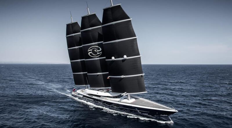 Jeff Bezos's new yacht is expected to be a larger version of the Black Pearl, and will have three huge masts, but no helipad. Courtesy Oceanco