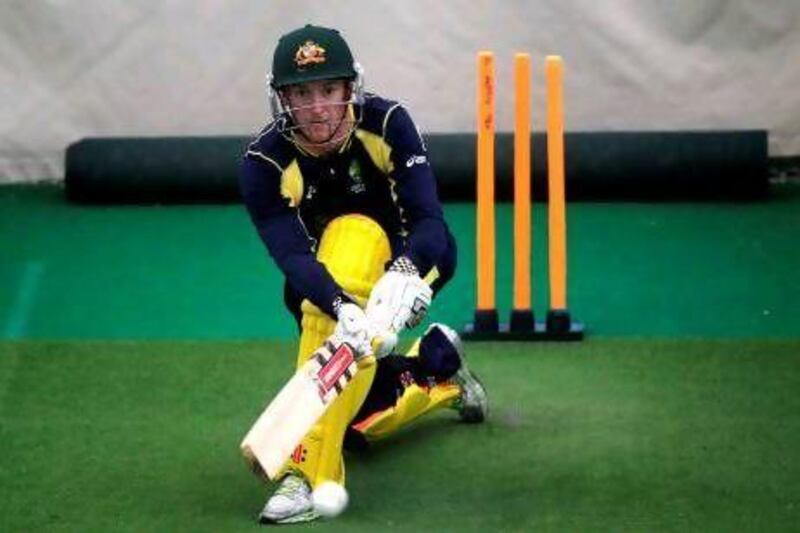 Australia's George Bailey during a net practice session.