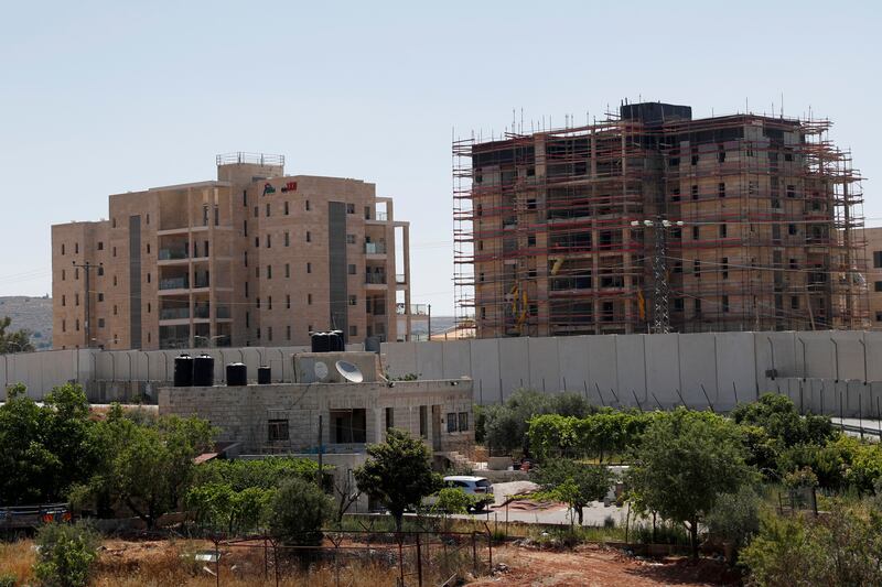 A building under construction in the West Bank settlement of Ofra, north of Ramallah. EPA