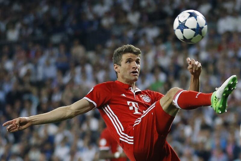 Bayern Munich’s Thomas Mueller controls the ball. Francisco Seco / AP Photo