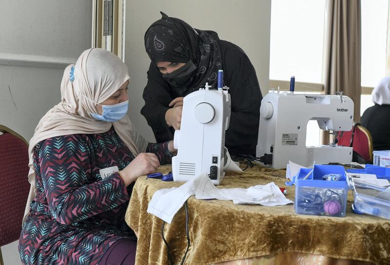 Lotus Training Centre-AD Left, Abir Mahmoud originally from Palestine, learning sewing at Lotus Holistic Retal Training Centre on June 22, 2021. Khushnum Bhandari/ The National
Reporter: Haneen Dajani News