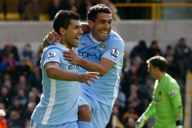 Sergio Aguero, left, has been outstanding for Manchester City with 29 goals and should only find more room with the return of Carlos Tevez.