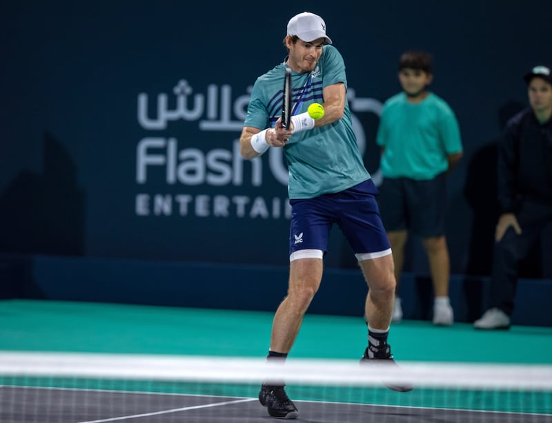 Andy Murray during his Mubadala World Tennis Championship match against Dan Evans. Victor Besa / The National