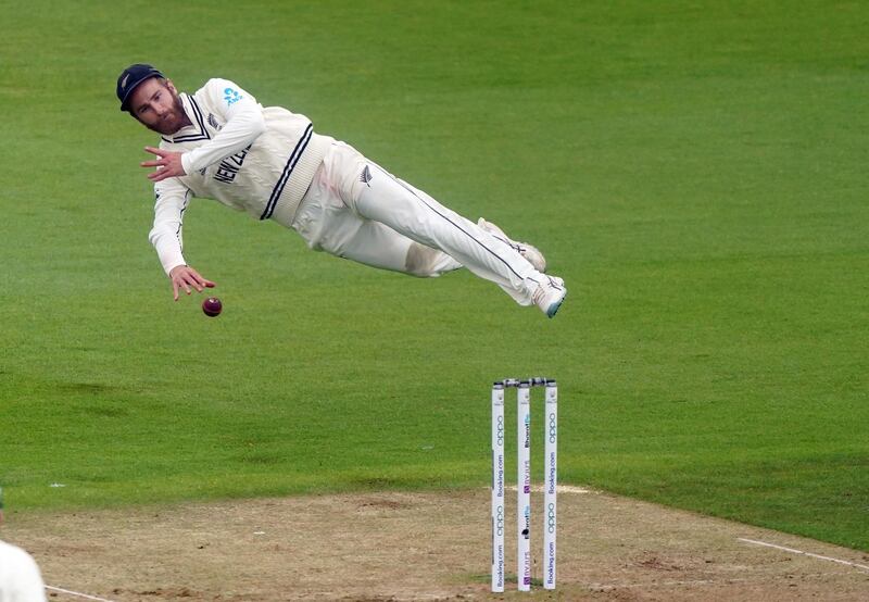 New Zealand captain Kane Williamson attempts a run out during Day 2 of the ICC World Test Championship final at the Ageas Bowl in Southampton, England, on Saturday June 19. PA