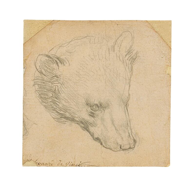 Leonardo da Vinci's (1452-1519) "Head of a bear" drawing is seen in this undated handout image. Copyright Christie's2021/Handout via REUTERS  THIS IMAGE HAS BEEN SUPPLIED BY A THIRD PARTY. NO RESALES. NO ARCHIVES. MANDATORY CREDIT