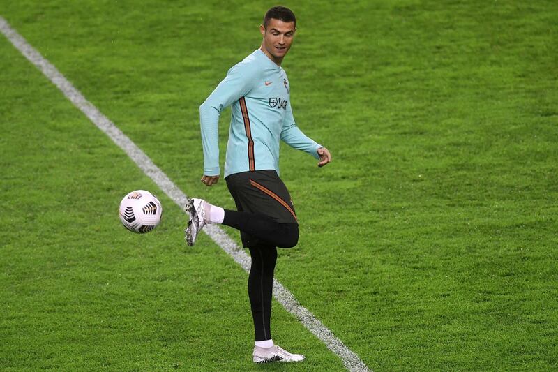 Portugal forward Cristiano Ronaldo showing his skills ahead of their Uefa Nations league match against Croatia. AFP